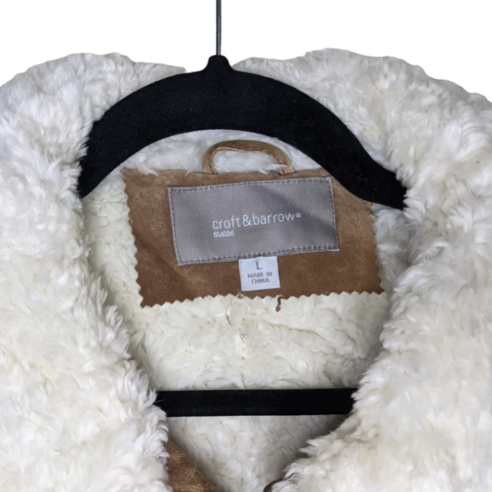 Croft & Barrow Tan Sherpa-Lined Faux Suede Jacket 🤎 - Picture 3 of 8
